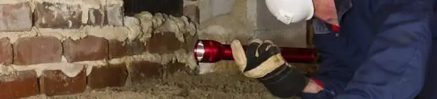 Pest control technician inspecting a crawl space for ant activity and entry points in Norfolk, VA